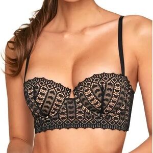 ADORE ME Jet Black Lace Bra with heart pattern